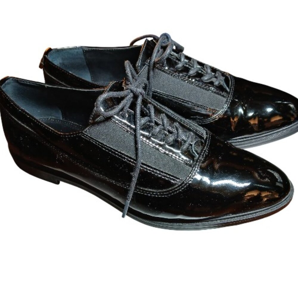 CALVIN KLEIN Black "Della" Patent Oxford Lace Up Loafers -EUC - Picture 5 of 11